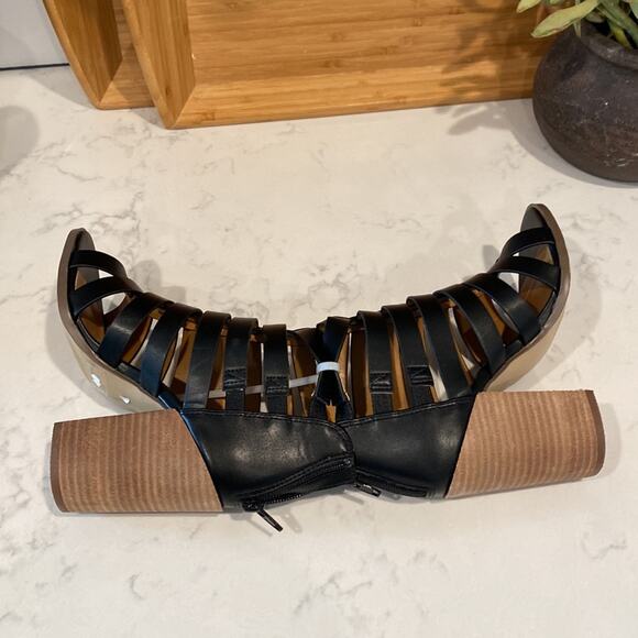 DV by Dolce Vita black Bailey caged stacked heel sandal rocker date size 4.5 - Picture 7 of 9